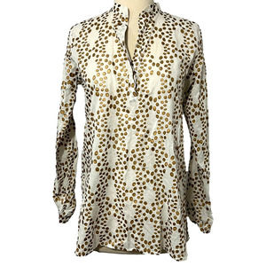 Layla Gold And White Half Button Tunic Size Medium EUC